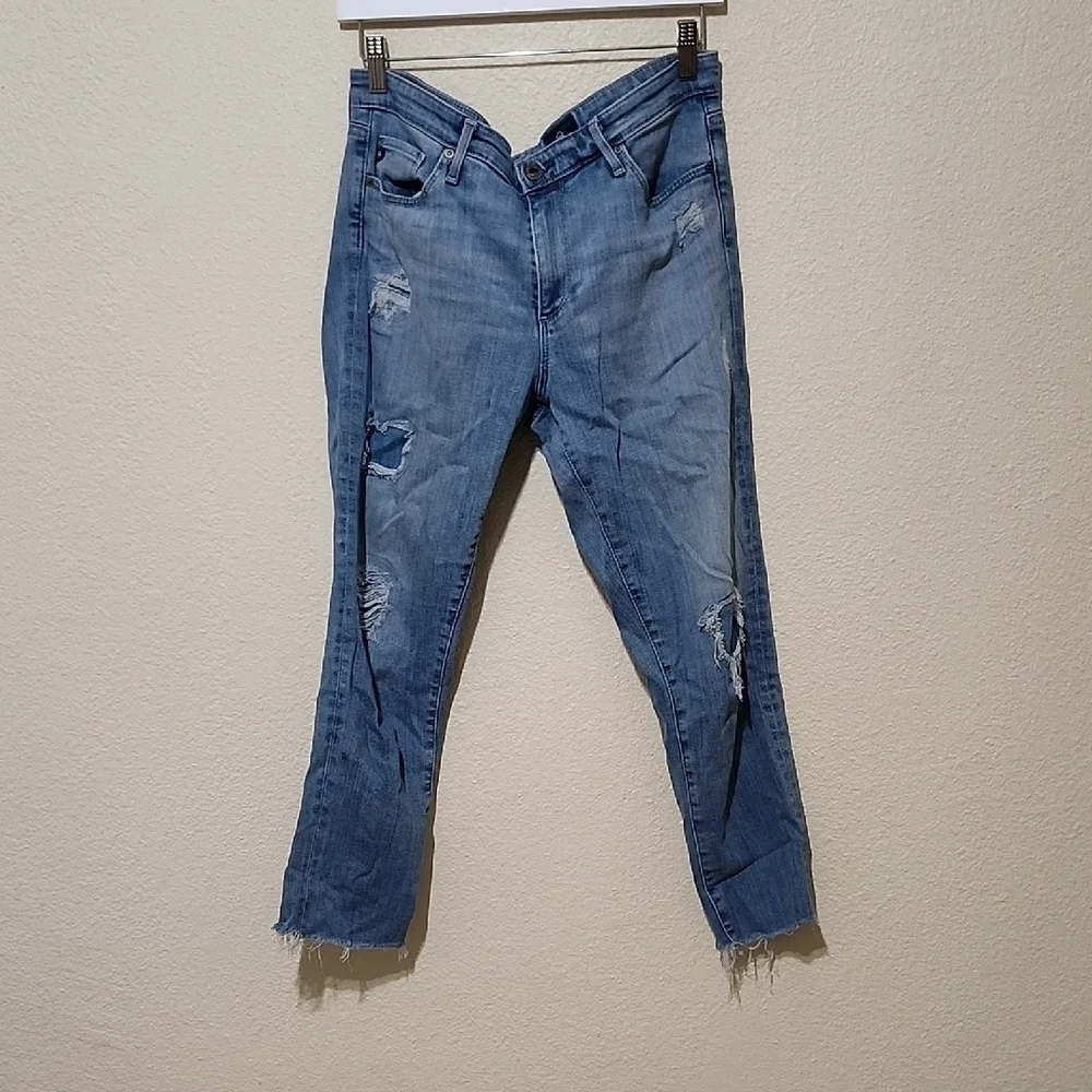 Ag Adriano Goldschmied Blue Skinny Jeans with Distressed Detailing - Picture 1 of 10